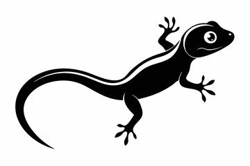 gecko silhouette line art vector illustration with a white background