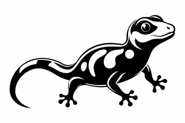 gecko silhouette line art vector illustration with a white background