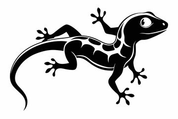 gecko silhouette line art vector illustration with a white background