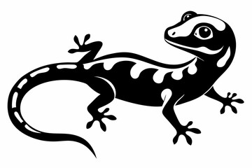 gecko silhouette line art vector illustration with a white background