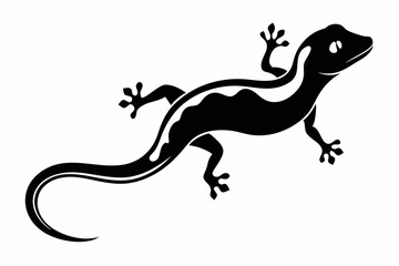 gecko silhouette line art vector illustration with a white background