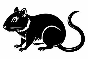 gerbil silhouette line art vector illustration with a white background