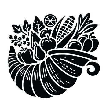 black cornucopia harvest bounty clip art preview