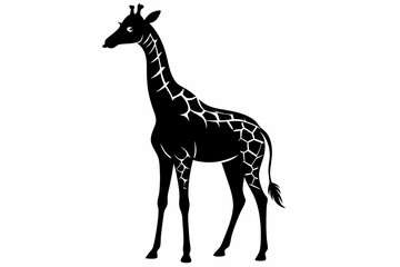 giraffe silhouette line art vector illustration with a white background