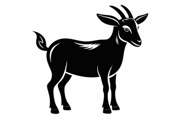 goat silhouette line art vector illustration with a white background