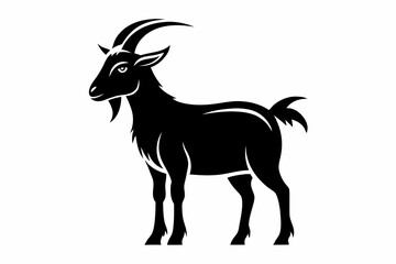 goat silhouette line art vector illustration with a white background