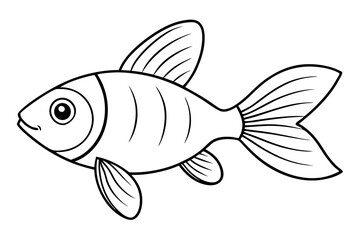 goldfish silhouette line art vector illustration with a white background
