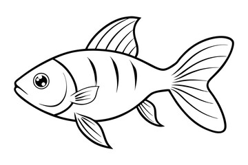 goldfish silhouette line art vector illustration with a white background