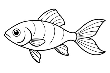 goldfish silhouette line art vector illustration with a white background