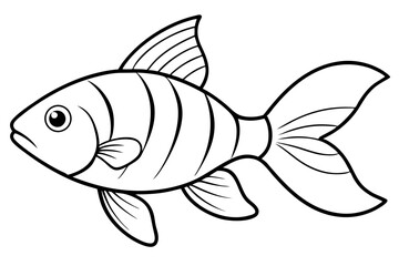goldfish silhouette line art vector illustration with a white background