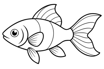 goldfish silhouette line art vector illustration with a white background