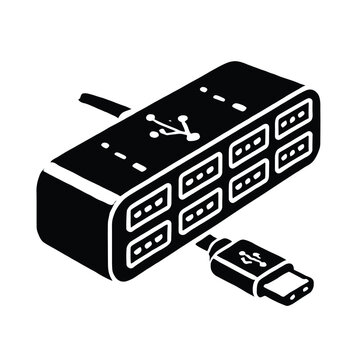 black usb hub isometric view clip art preview