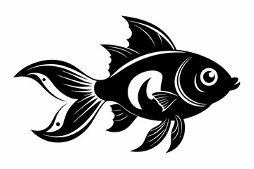 goldfish silhouette line art vector illustration with a white background