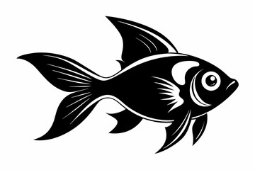 goldfish silhouette line art vector illustration with a white background