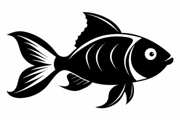 goldfish silhouette line art vector illustration with a white background