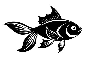 goldfish silhouette line art vector illustration with a white background