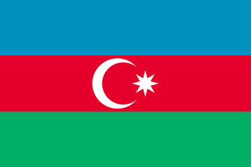 Azerbaijan state flag. Azerbaijan national flag with moon and star. Simple design. Vector illustration.