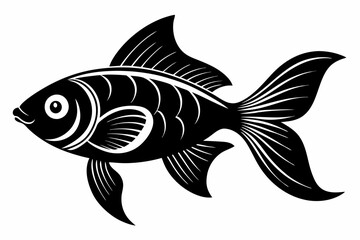 goldfish silhouette line art vector illustration with a white background