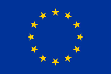 European union state flag. European union national flag with twelve stars on blue symbolizing unity and identity of europe. Simple design. Vector illustration.