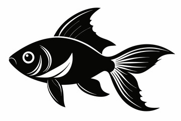 goldfish silhouette line art vector illustration with a white background