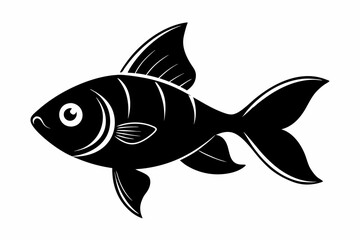 goldfish silhouette line art vector illustration with a white background