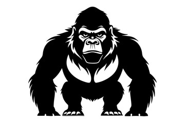 gorilla silhouette line art vector illustration with a white background