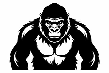 gorilla silhouette line art vector illustration with a white background