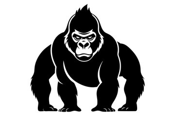 gorilla silhouette line art vector illustration with a white background