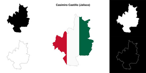 Fototapeta premium Casimiro Castillo municipality (Jalisco) outline map set