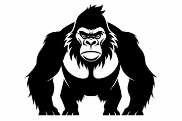 gorilla silhouette line art vector illustration with a white background