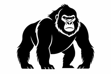 gorilla silhouette line art vector illustration with a white background
