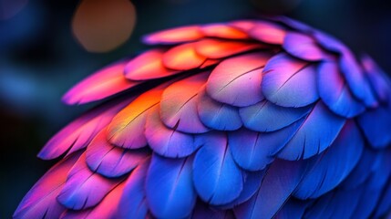 Fototapeta premium Bright blue and purple feathers featuring soft textures, ideal for nature-themed decor and design