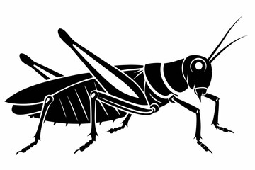 grasshopper silhouette line art vector illustration with a white background