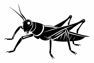 grasshopper silhouette line art vector illustration with a white background