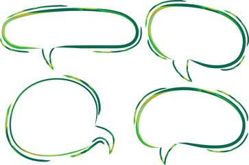 green colorful pattern abstract creative doodle speech bubbles set