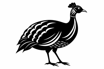 Fototapeta premium guineafowl silhouette line art vector illustration with a white background