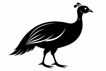guineafowl silhouette line art vector illustration with a white background