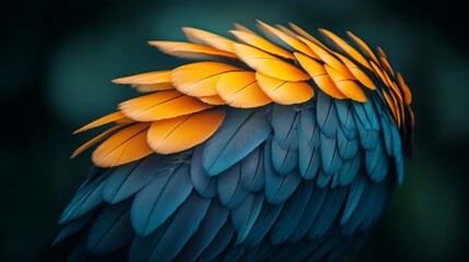 Obraz premium An up-close image of a vivid green and yellow feather, perfect for nature and wildlife themes