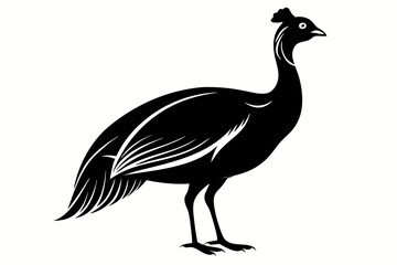 guineafowl silhouette line art vector illustration with a white background