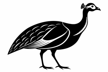 guineafowl silhouette line art vector illustration with a white background