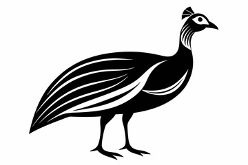 guineafowl silhouette line art vector illustration with a white background
