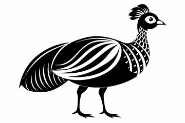 guineafowl silhouette line art vector illustration with a white background