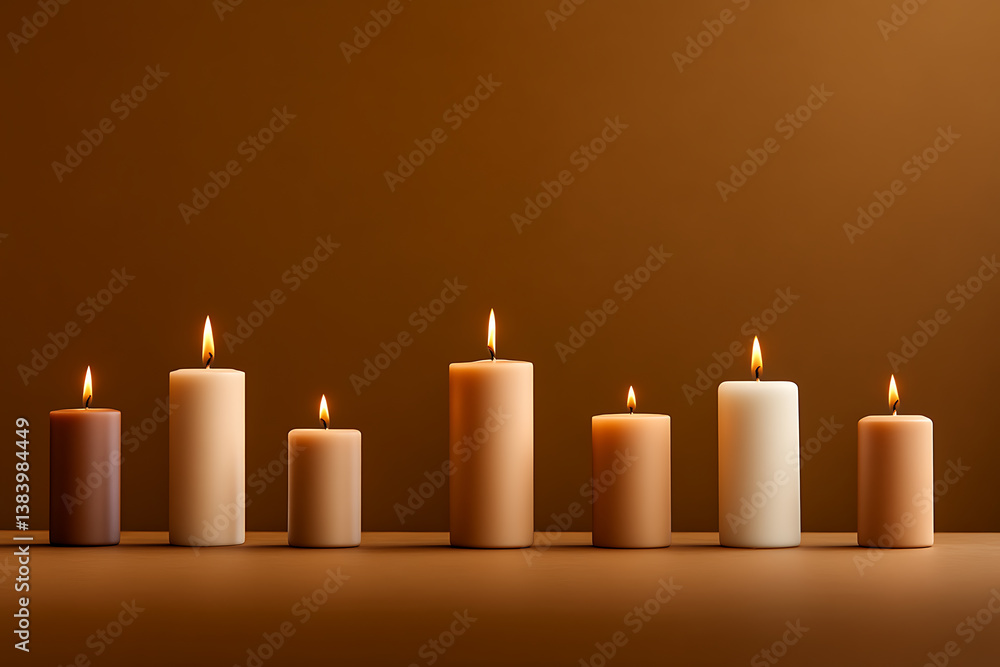 Poster candles lit in a warm setting, casting a gentle glow and creating a relaxing ambiance. ideal for a p