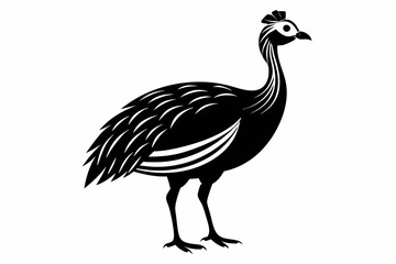guineafowl silhouette line art vector illustration with a white background