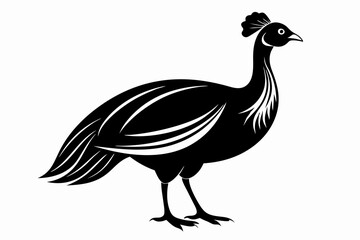 guineafowl silhouette line art vector illustration with a white background
