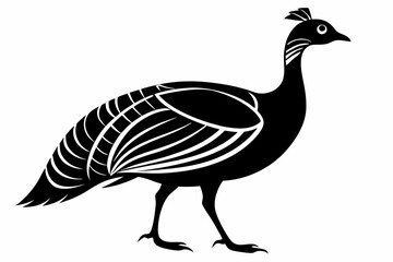 guineafowl silhouette line art vector illustration with a white background