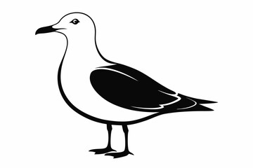 Obraz premium gull silhouette line art vector illustration with a white background