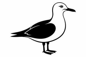 gull silhouette line art vector illustration with a white background