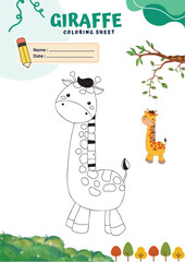 Giraffe Coloring Page - Cute Animal Printable