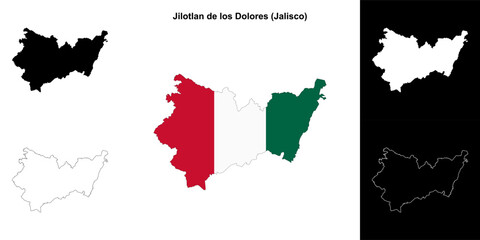 Fototapeta premium Jilotlan de los Dolores municipality (Jalisco) outline map set
